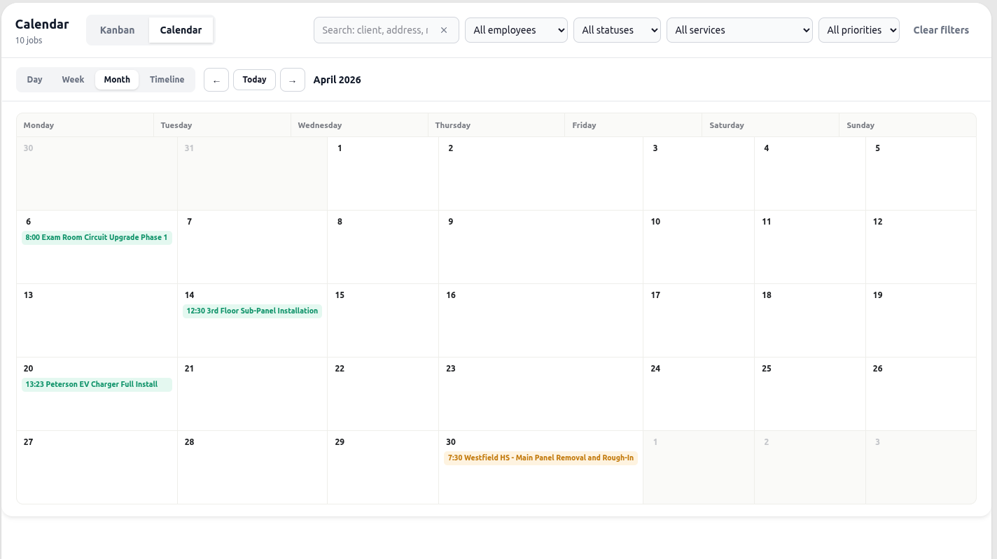 Calendar overview